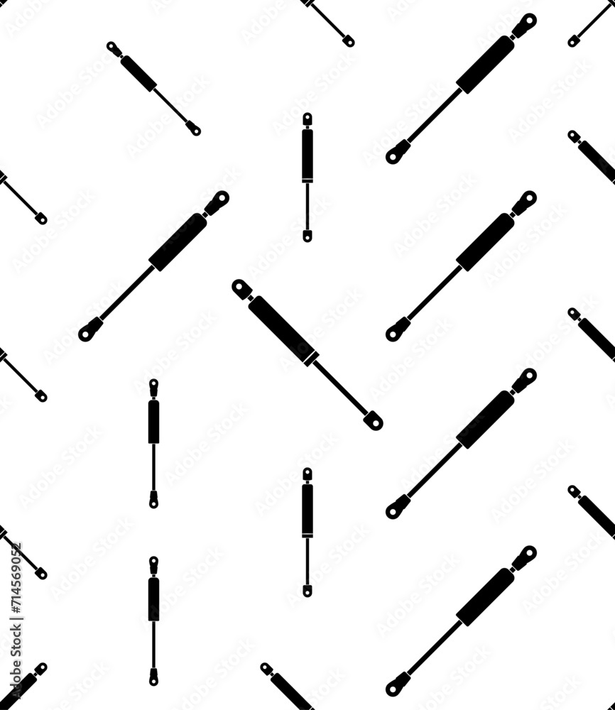 Gas Spring Icon Seamless Pattern, Compressed Gas Cylinder With Mechanical Spring Gas Spring Icon Seamless Pattern, Compressed Gas Cylinder With Mechanical Spring