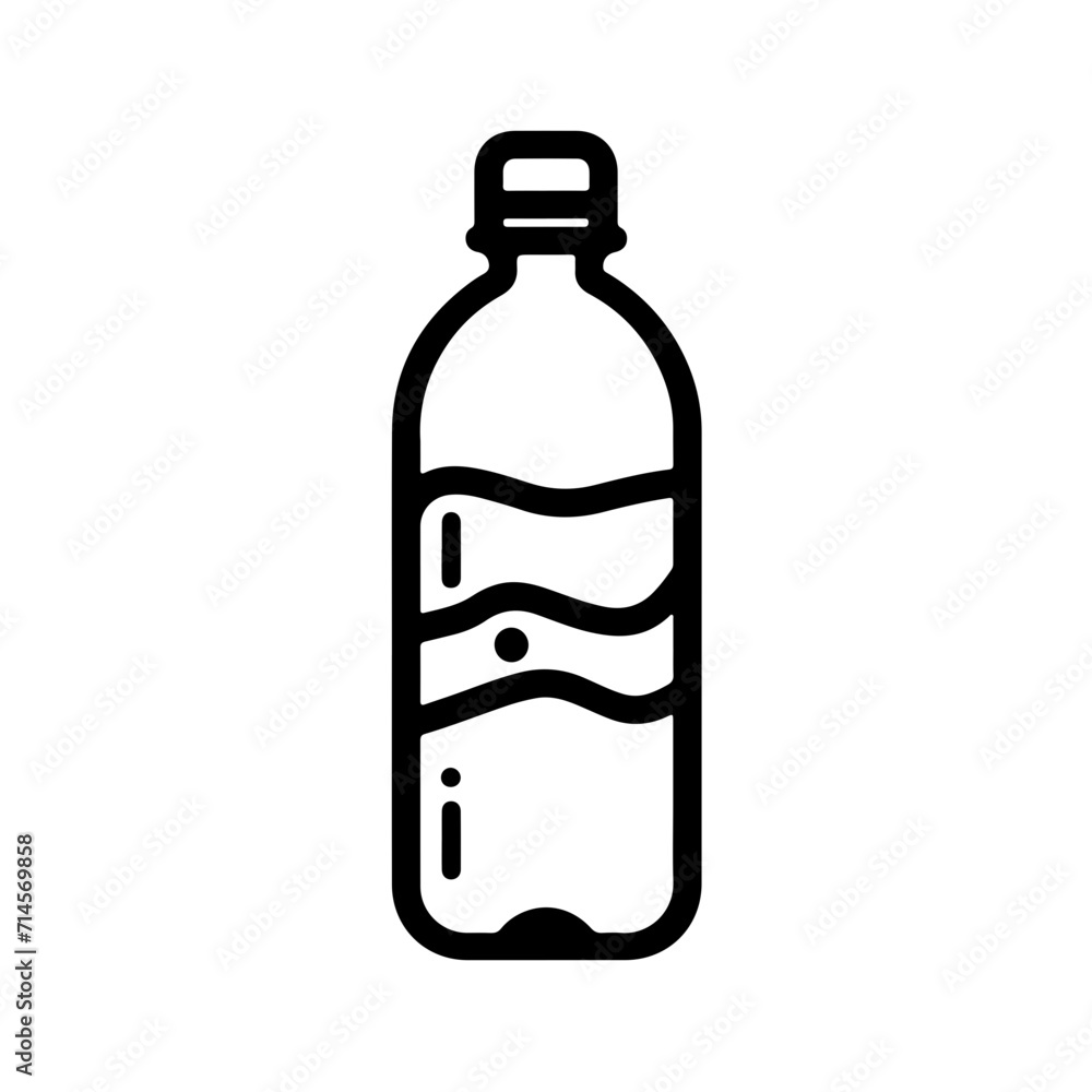 Half-Full Black Line Water Bottle Icon Half-Full Black Line Water Bottle Icon