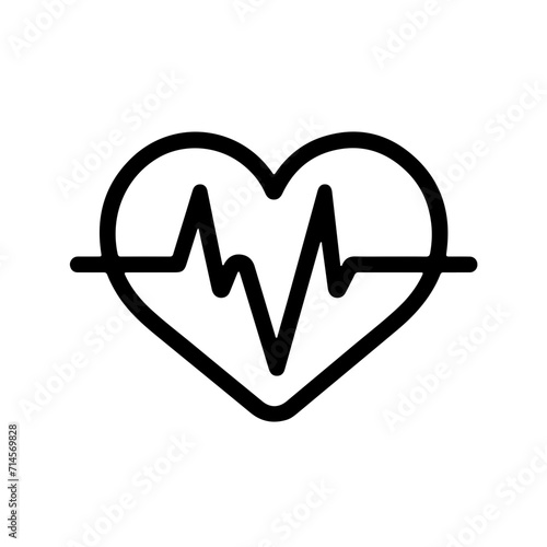 Minimalistic Black Line Heart with Pulse Line Icon