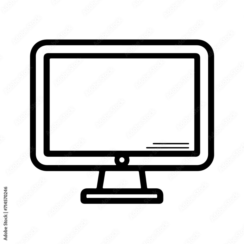 Simple Black Line Computer Monitor Icon Simple Black Line Computer Monitor Icon