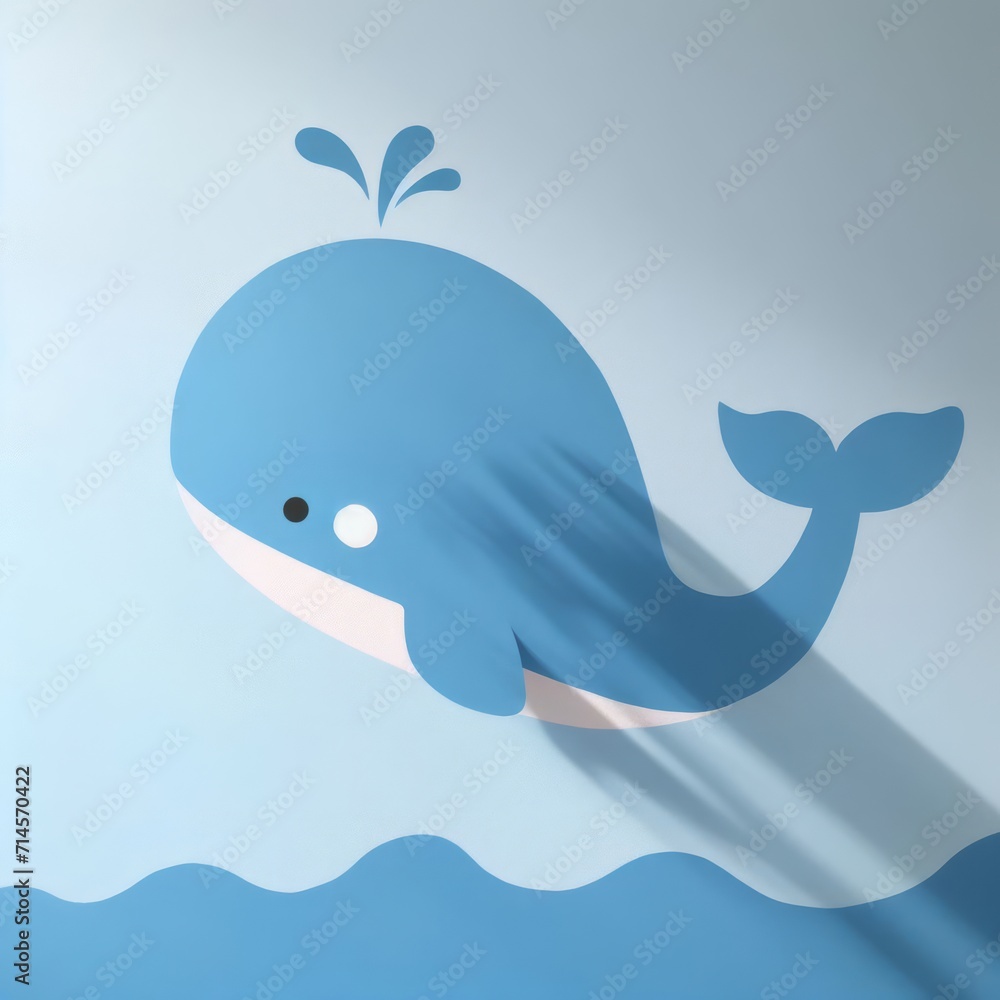Obraz premium Blue Hue of Blue Whale on Wall