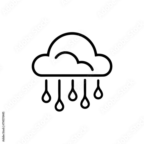 Minimalistic Black Line Cloud with Rain Icon