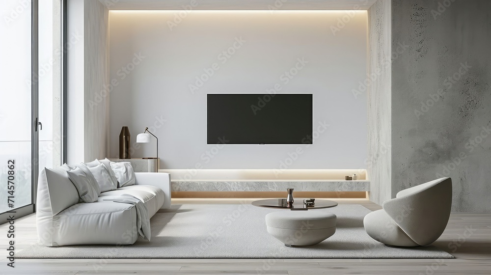 Obraz premium Minimalist Living Room Interior- Embracing Simplicity and Elegance