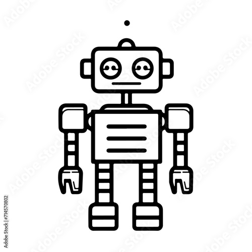 Minimalistic Black Line Robot Icon