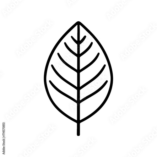Minimalistic Black Line Leaf