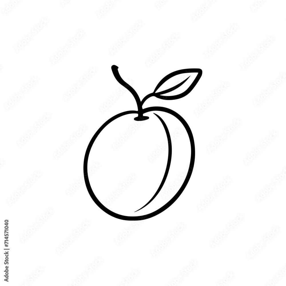 Minimalistic Black Line Plum Icon Minimalistic Black Line Plum Icon