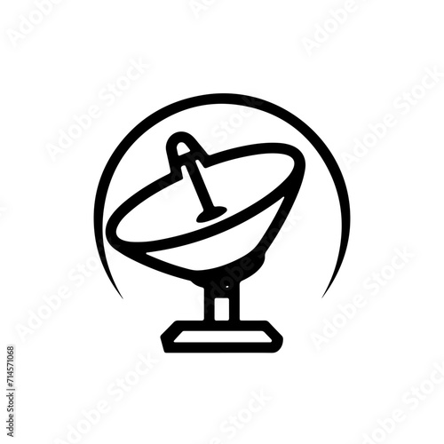 Minimalistic Black Line Satellite Dish Icon
