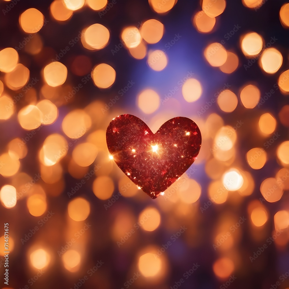 Abstract texture of bokeh heart shaped light. Love Valentine day concept. Sparkling light background