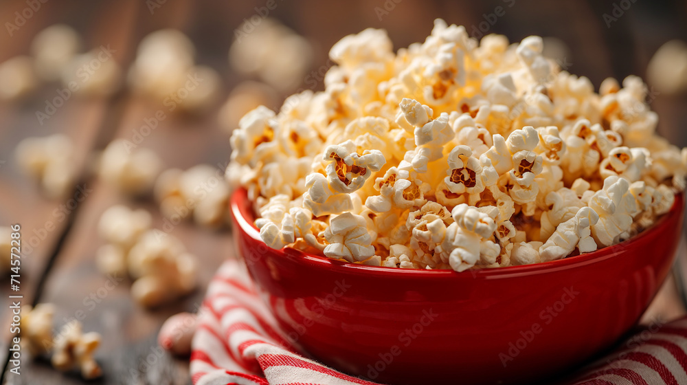 Close-up Shot of Tempting Popcorn. Generative AI. Close-up Shot of Tempting Popcorn. Generative AI.