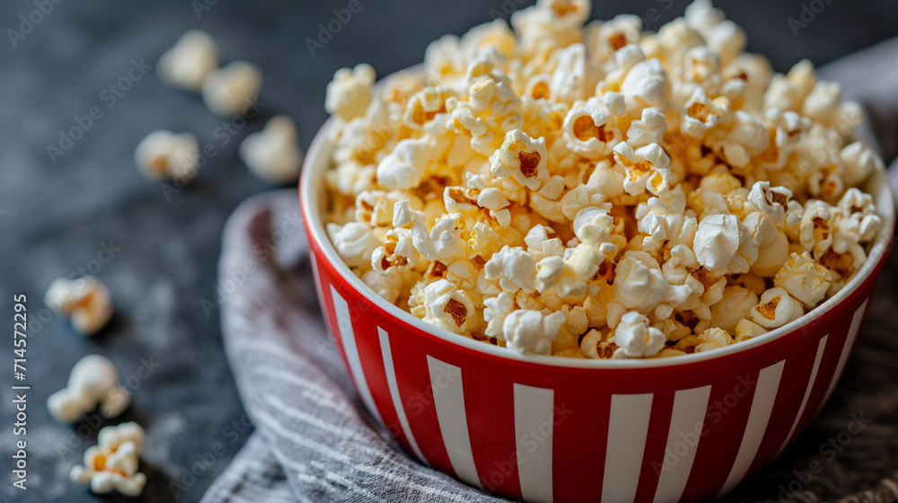 Close-up Shot of Tempting Popcorn. Generative AI. Close-up Shot of Tempting Popcorn. Generative AI.
