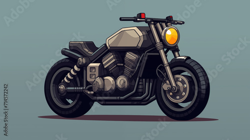 Motorcycle Pixel Art. Generative AI.