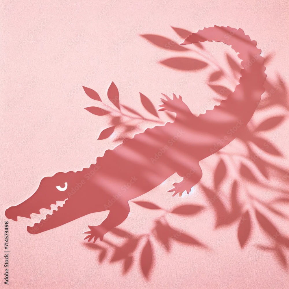 Pink Hue of Crocodile on Wall Pink Hue of Crocodile on Wall