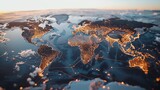 Illuminated Global Trade Routes with Digital Connectivity