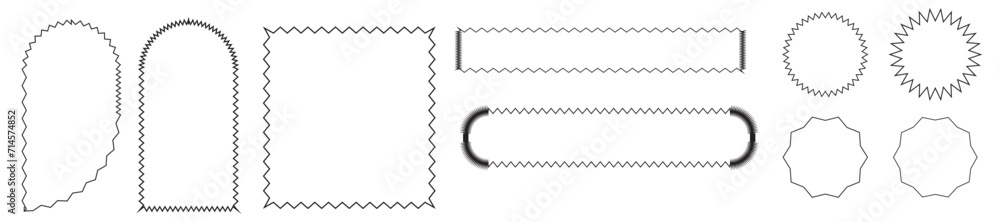 Scalloped rectangle shape and frame template. Clipart
