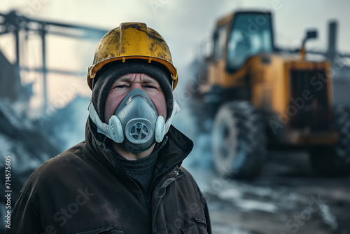 a man wearing a mask against air pollution