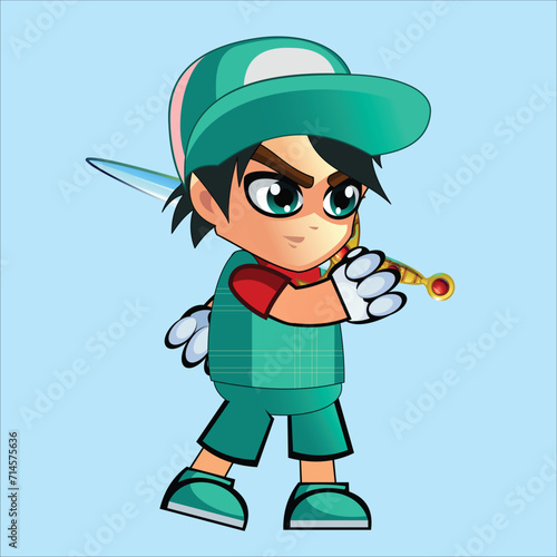 Spartan Cartoon Attack Game Character Animation Sprite Template Vector pose 1