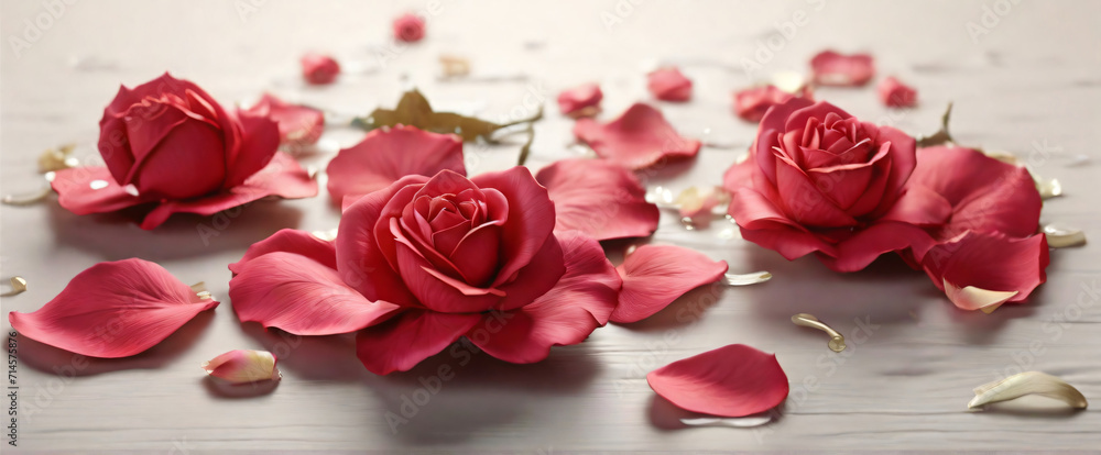 roses on a wooden table