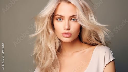 beautiful girl with hair coloring in ultra blond