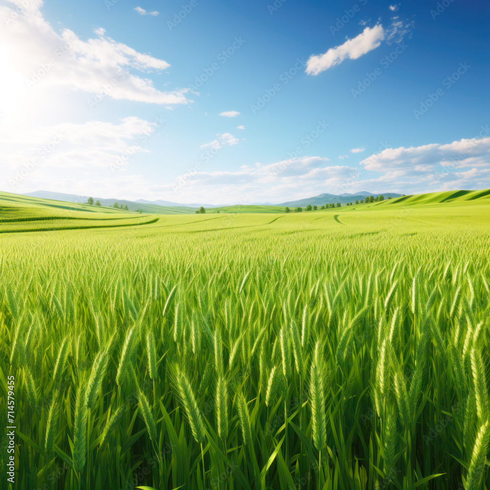 Green wheat agriculture field