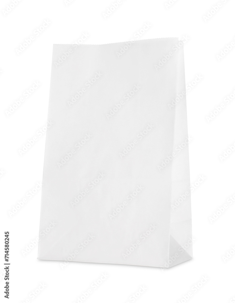 One open paper bag isolated on white One open paper bag isolated on white