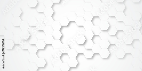 Abstract white and gray hexagonal honeycomb pattern background. hexagon concept design abstract technology background vector. 3d honeycomb paper texture gray copy space, Wallpaper for text. © Saiful