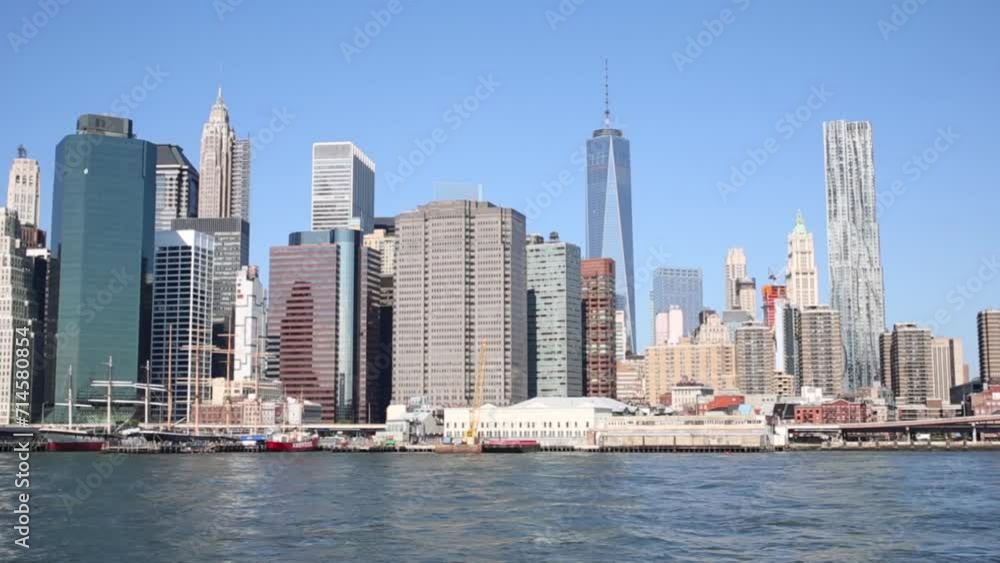 Modern skyscrapers of New York city. View from ship. Modern skyscrapers of New York city. View from ship.