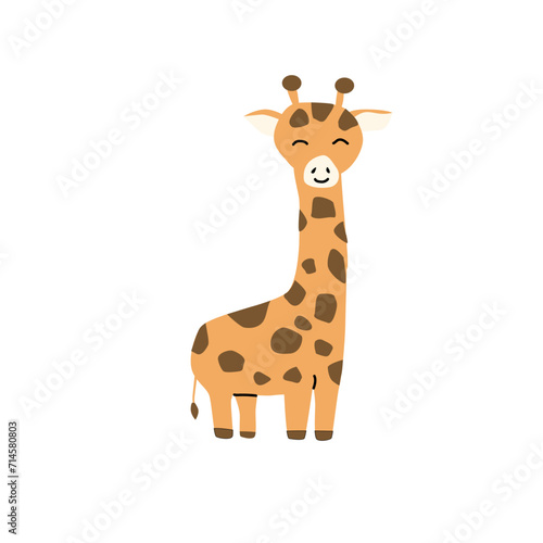 cute african animal giraffe - cartoon character. Vector illustration can used for baby background  wallpaper  greeting card  postcard. 