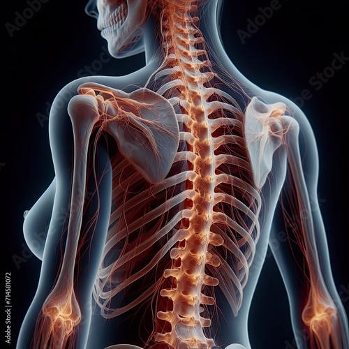 Female Body Spinal Cord Vertebra vertebrates column L1 L2 L3 Bones in Backbones cervical thoracic, lumbar sacral coccygeal Bones Fracture Orthopedics Shoulders and Ribs of female body anatomy X ray photo