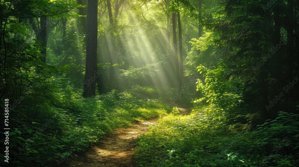 Obraz premium Enchanting Forest Path- A Mystical Wallpaper Background for Nature Lovers