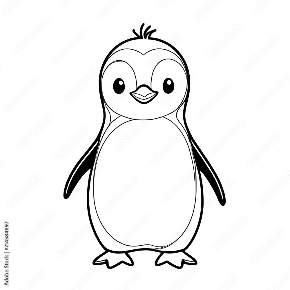 Fototapeta premium penguin vector colorless icon illustration