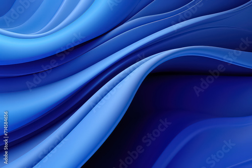 curvy waving ribbons abstract background with folded textile ruffle, blue cloth macro