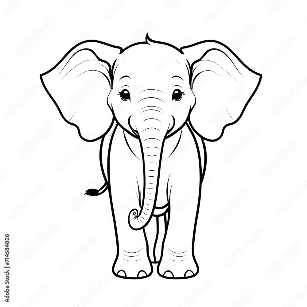 Obraz premium elephant black ouline crtoon illustration