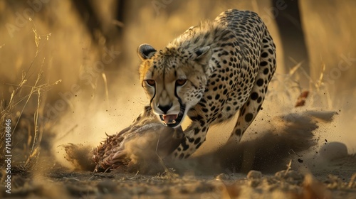 A cheetah devouring its freshly caught prey © wahyu