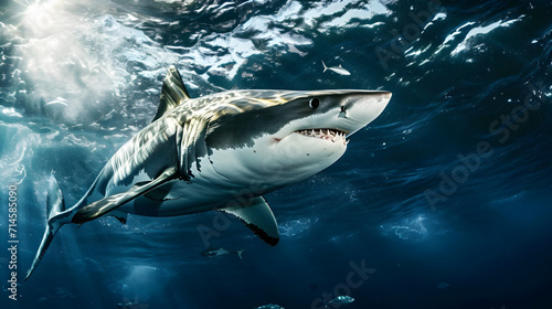 great white shark underwater