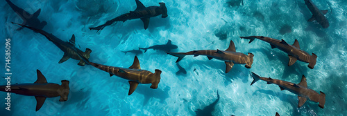 hammerhead sharks aerial view banner photo