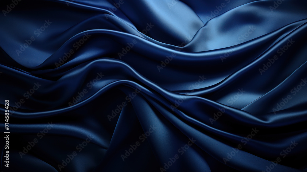 Luxurious deep blue satin fabric with soft folds and smooth texture. Luxurious deep blue satin fabric with soft folds and smooth texture.