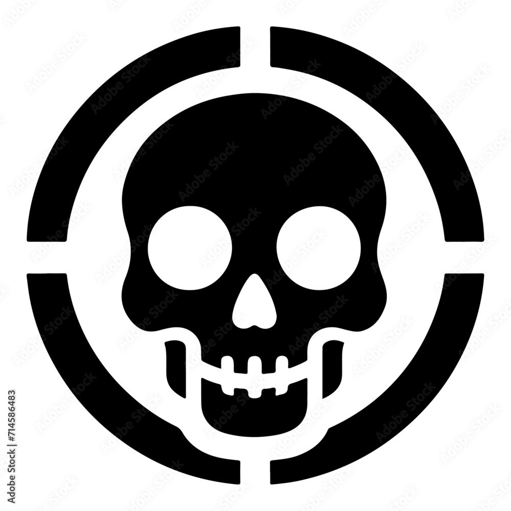Fototapeta premium Danger skull Sign Icon vector silhouette.ai, minimal Danger skull Sign Icon vector silhouette