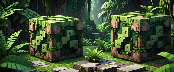 Rollo Minecraft Digitale Pflanze aus bunten Voxeln  © Janis