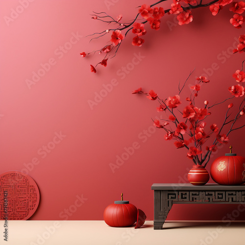 Red Chinese background minimalist 