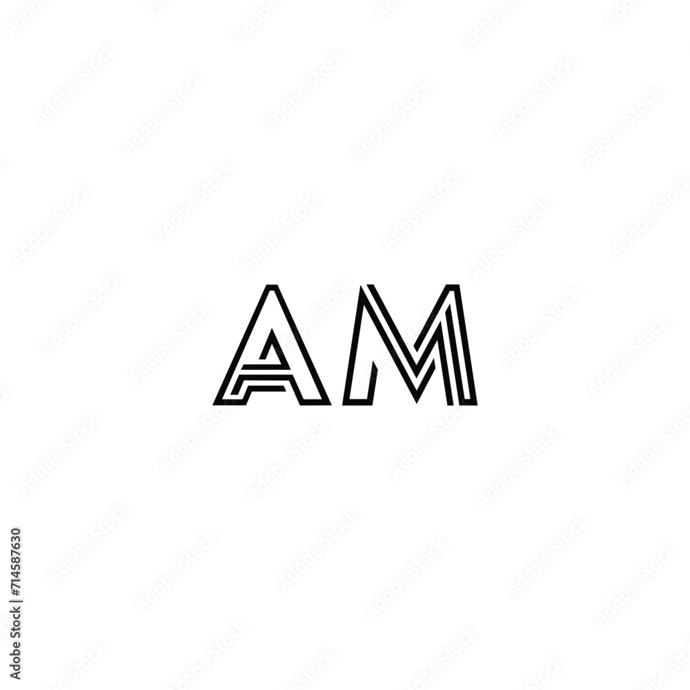 AM initial letter mark ligature style logo design template. Abstract Letter AM Logo Design. Creative AM Letter Vector Illustration on Black Background. AM initial letter mark ligature style logo design template. Abstract Letter AM Logo Design. Creative AM Letter Vector Illustration on Black Background.
