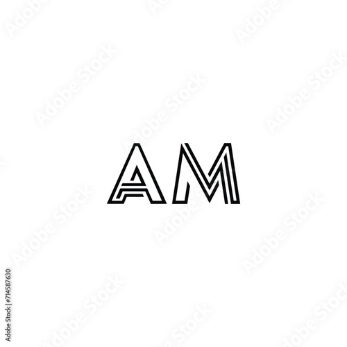 AM initial letter mark ligature style logo design template. Abstract Letter AM Logo Design. Creative AM Letter Vector Illustration on Black Background.