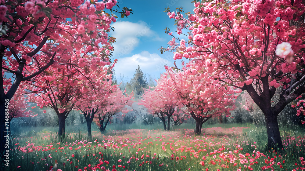 Naklejka premium Beautiful blooming rose garden