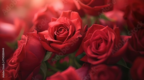 Love in Full Bloom - A Close-Up of Vibrant Red Roses