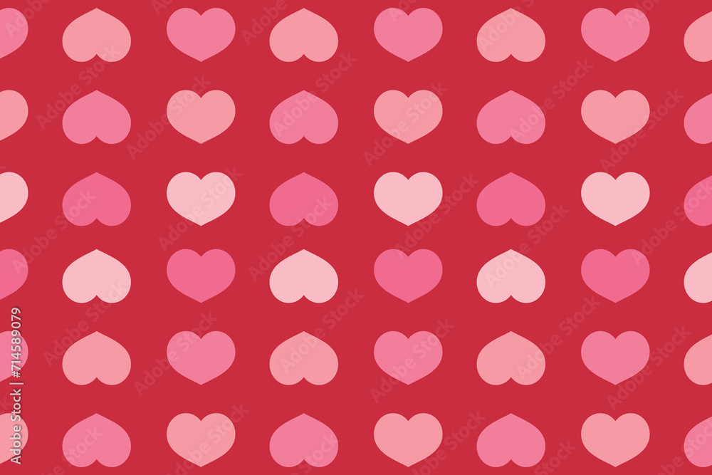 Vector love heart pattern, vector hand drawn Valentine's Day pattern, Valentine's Day background.