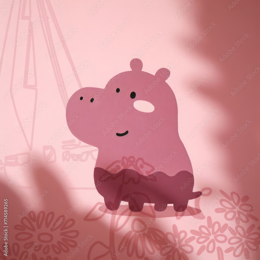 Pink Hue of Hippo on Wall Pink Hue of Hippo on Wall