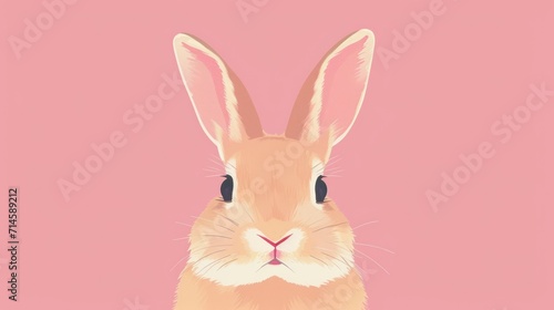  a close up of a rabbit's face on a pink background with a pink background and a pink background with a pink background and white rabbit's head. © Olga