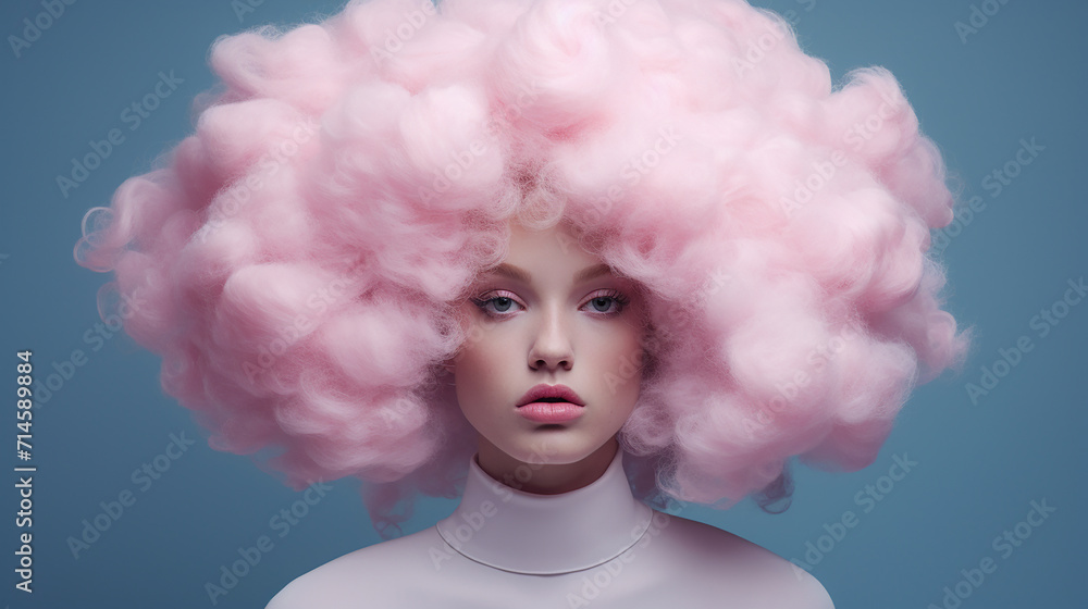 two tone cotton candy on woman hair