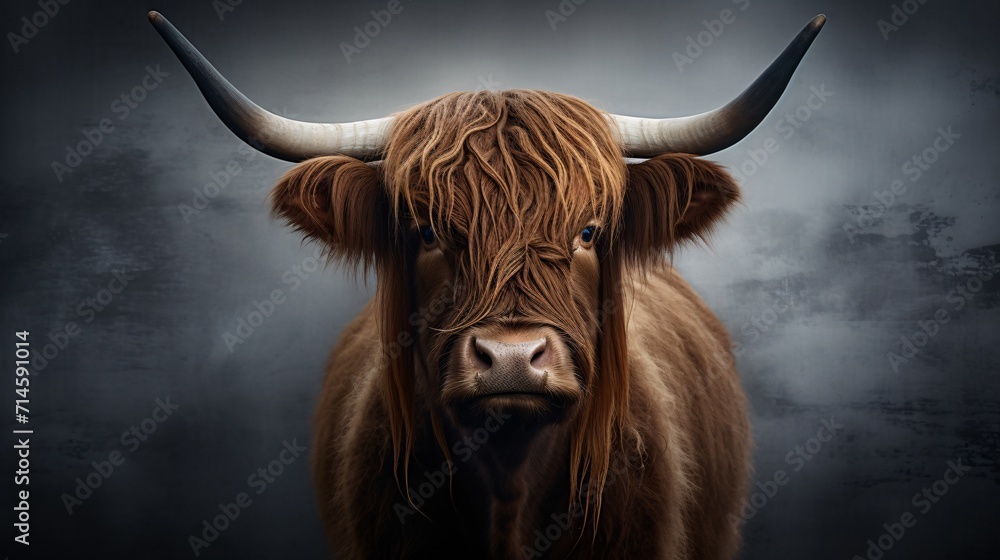 Schottisches Hochlandrind Highland Cattle portrait pictures - obrazy, fototapety, plakaty 