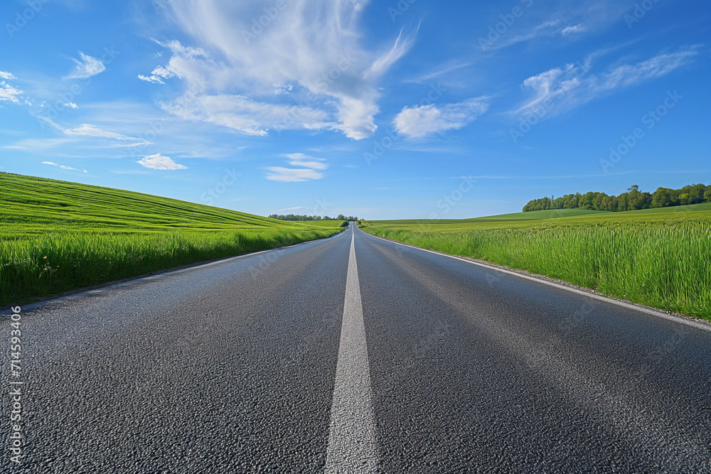 Fototapeta premium One straight road in the countryside