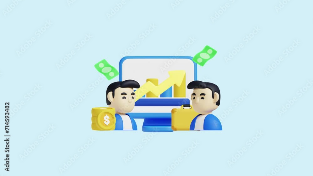 Business Deal 3D Animated Concept. Ideal for businesses, technology, companies, websites, apps, education, marketing, and promotion. Financial Economic 3D animation.